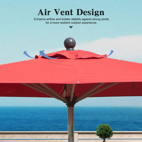 English Elm Rectangle Patio Umbrella with Crank Lift and Tilt, UV-Resistant 180G Polyester Canopy, Ventilated Shade (Base Not Included) Brick red W1859P353586