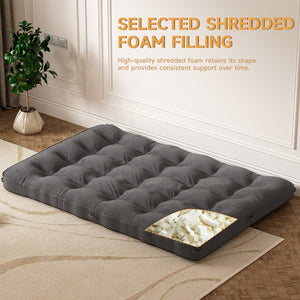 English Elm 8 Inch Foldable Corduroy Floor Mattress Full Size Sofa Bed Guest Sleeping Pad Light Gray T3210P477352