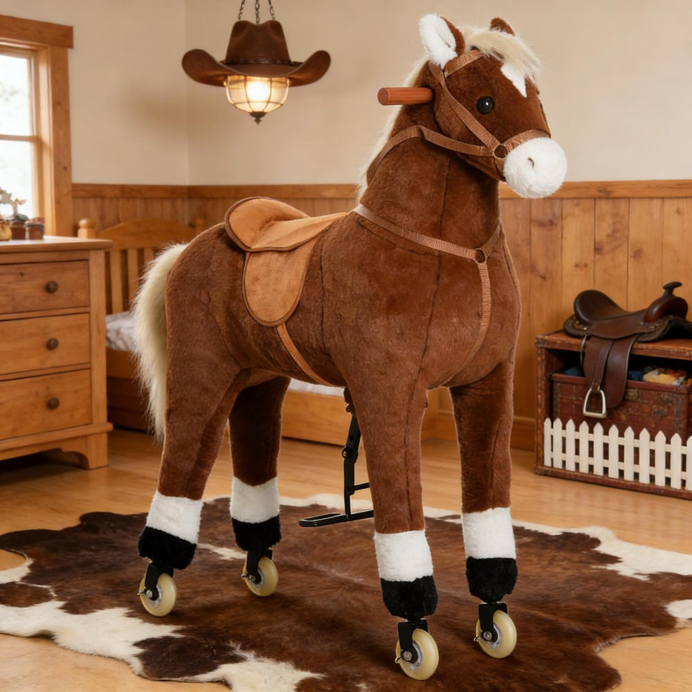 English Elm Large Plush Walking Horse Ride on Toy Pedal Powered for Kids Ages 5 to 16 T3971P442229