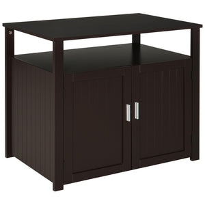 English Elm Pawhut Stylish Wooden Cat Litter Box Enclosure & End Table With Adjustable Partition, Brown W2225P217309-GIGA