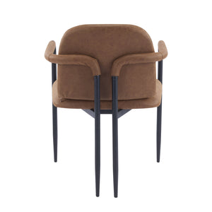 English Elm Christopher Knight Home® - Dinning modern iron-frame dining chair set of 2 with durable fabric seats, compact, stylish and sturdy Black,Brown N771P247180W