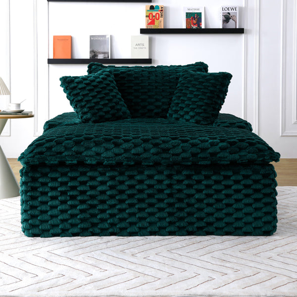 English Elm 51 Compact Comfort Sofa with Turtle Fleece, 51" Cozy Single Seat with Two Pillows, Modern Minimalist Design W3371P353193