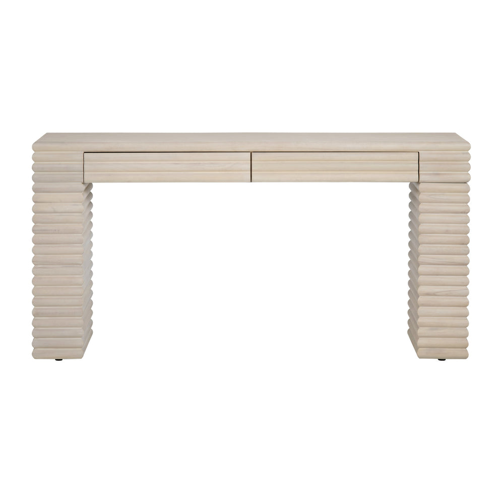 Crestview Collection Coastal Accent Tables - Bayur Wood Console With Drawers, Minimalist Design For Modern Living Rooms Cream Solid Wood Cvfdr1226