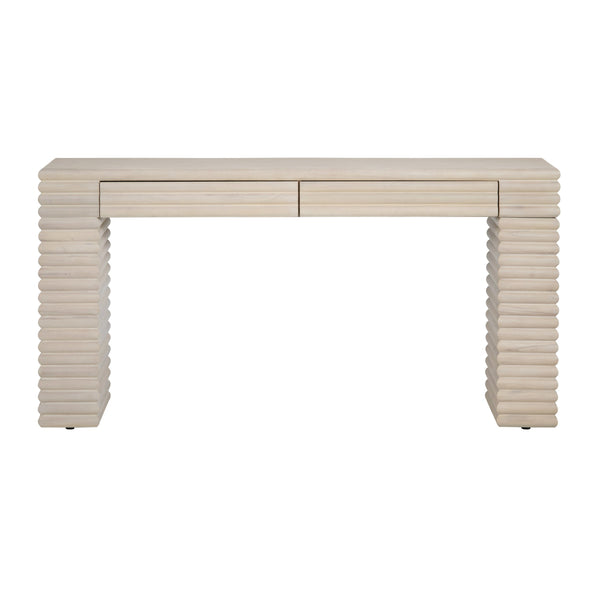 Crestview Collection Coastal Accent Tables - Bayur Wood Console With Drawers, Minimalist Design For Modern Living Rooms Cream Solid Wood Cvfdr1226