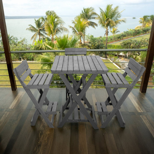 English Elm Summit Ridge Recycled Hdpe Outdoor Folding Bar Table Weather Resistant Eco Patio Gray B2745P409708