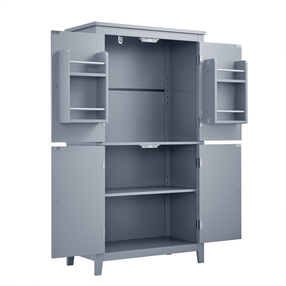 English Elm Elegant Bathroom Floor Storage Cabinet with 4 Doors, Adjustable Shelves, Anti-Tip Design, 28"L x 15"W Grey N725P188461E