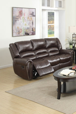 English Elm Plush Relax Manual Motion Sofa - Oversized Dark Brown Leather 3-Seat Couch For Ultimate Comfort B011P205586-GIGA