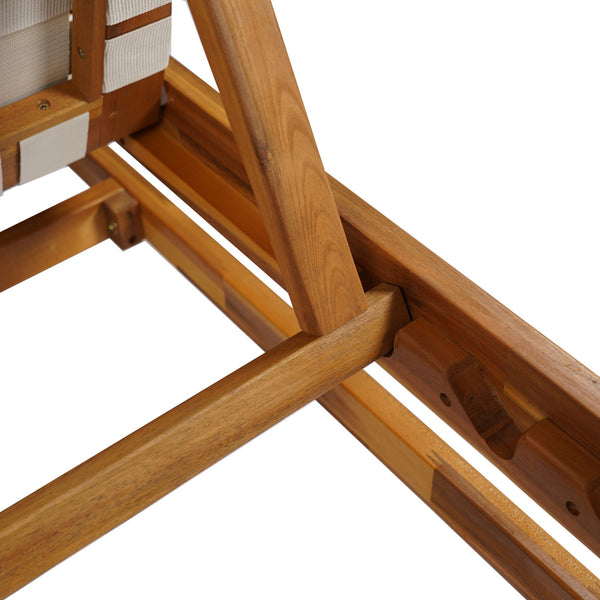 English Elm Christopher Knight Home® - Outdoor Rope Chaise Lounge with Acacia Wood Frame and Adjustable 4-Position Recline for Patio Comfort Teak,White 84.84 L x 29.13 W x 5.78 H N776P288556W