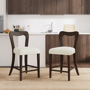 English Elm Christopher Knight Home® - Counter Stool with Curved Ergonomic Back, Solid Rubberwood Frame and Plush Upholstered Seat for Comfort Beige,Dark Brown N771P254008O