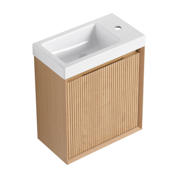 English Elm 18.5" Wall-Mounted Bathroom Vanity With Resin Sink & Soft-Close Door For Smart Space-Saving Design W1972P362127