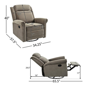 English Elm Christopher Knight Home® - 360° Swivel Recliner Plush Velvet Manual Rocker with Infinite Recline Support for Living Room Comfort Light Brown N763P202666F