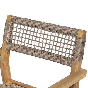 English Elm Christopher Knight Home® - Outdoor Rope Woven Acacia Dining Chair Set with Breathable Backrest and Durable Weather‑Resistant Wood Light Teak 39.5 L x 24.25 W x 10.25 H N776P247440L