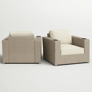 English Elm Fully Assembled Outdoor Wicker Lounge Chairs Set of 2 with Weather-Resistant Cushions, Coastal Modern Design Grey Mix B120S00235