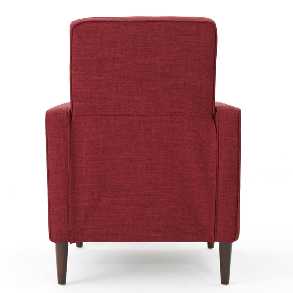 English Elm Christopher Knight Home® - Fabric Recliner Chair Mid-Century Modern Pushback Single Sofa with Tufted Cushion, Birch Legs, Cozy Comfort Red 60741.00RED