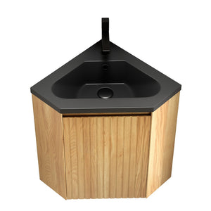 English Elm Zuri Corner Floating Bathroom Vanity Woodgrain Plywood Soft Close Matte Basin W2615P406358