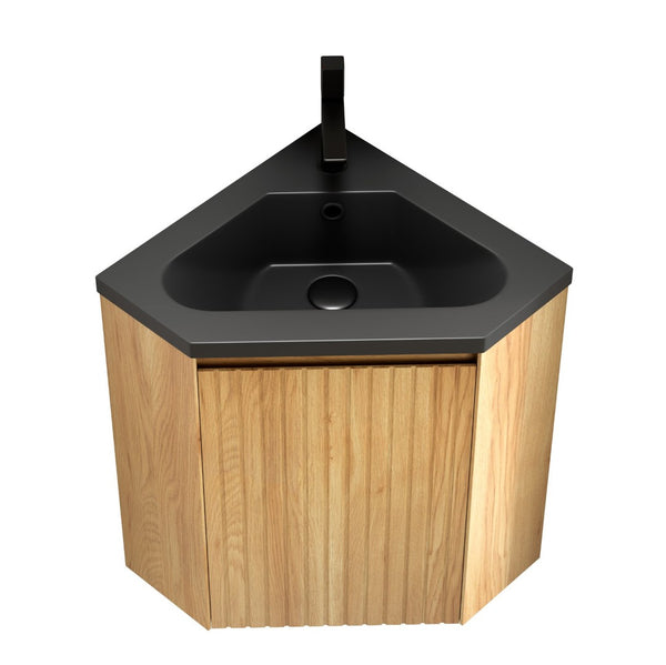 English Elm Zuri Corner Floating Bathroom Vanity Woodgrain Plywood Soft Close Matte Basin W2615P406358