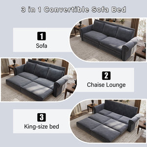 English Elm Chesterfield Sofa - 3-In-1 Velvet Sleeper Bed With Nailhead Trim, Perfect For Living Room & Guests! W1885S00098