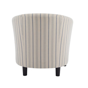 English Elm Christopher Knight Home® - Barrel Upholstered Striped Accent Chair Beige/Blue – Channel-Stitched Fabric, Solid Wood Legs, Cozy Elegance N776P237265S