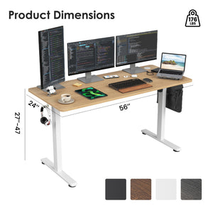 English Elm Stary Electric Standing Desk - Ergonomic Adjustable Height Home Office Desk With Modern Wood Finish T3623P339400-GIGA