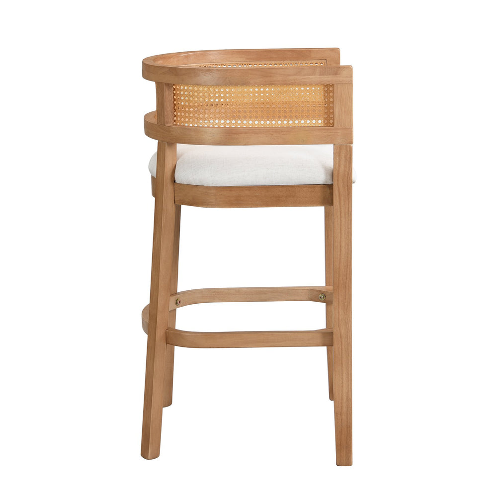 English Elm Christopher Knight Home® - Wood Upholstered Arm Bar Stools Set Of 2 - Chic Beige & Natural Oak, Comfortable For Kitchen & Bar N771P265581Q