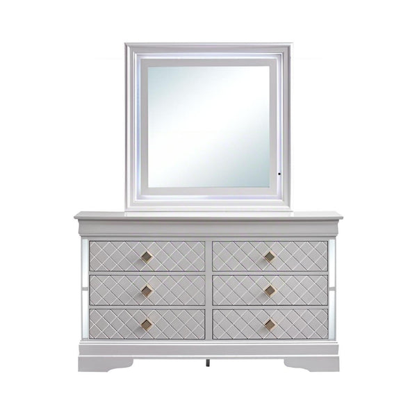 English Elm Verona Pearl White Chest with Dovetail Drawers, Metal Guides, Gold Crystal Handles, Ready-Assembled White 18 L x 59 W x 37 H B078P384069