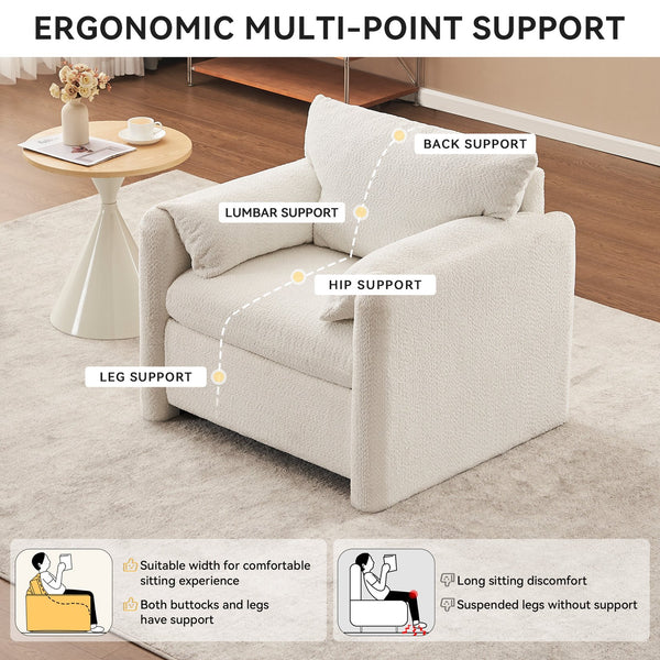English Elm 002 Plush Chenille Accent Chair with High-Resilience Cushion, Compact Single Seater for Cozy Living Spaces W2636P232353
