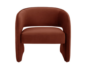 Sunpan Rosalia Contemporary Lounge Chair - Plush Curves and Defined Piping for Stylish Comfort in Any Space Meg Rust