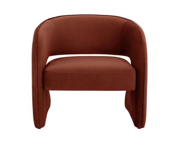 Sunpan Rosalia Contemporary Lounge Chair - Plush Curves and Defined Piping for Stylish Comfort in Any Space Meg Rust