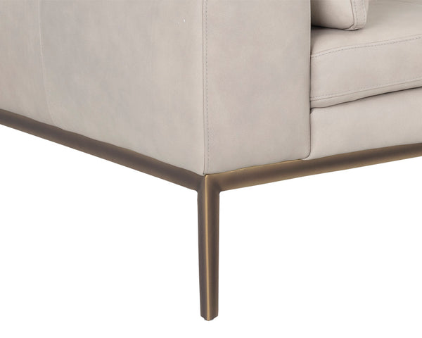 Sunpan Burr Sofa - Modern Masculine Design with Oversized Comfort and Antique Brass Accents for Your Space Bali Bone Leather