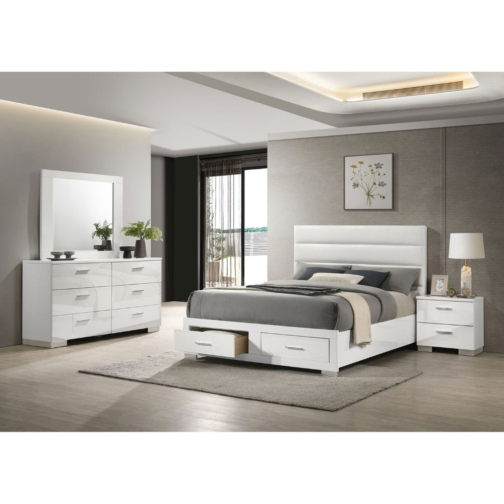 English Elm Hemlock Warm Brown Eastern King Bedroom Set with Platform Bed and Floating Base B062S01503