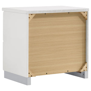English Elm Dulcey California King Bedroom Set with Led Headboard and High Gloss White Lacquer Finish B062S01787