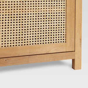 58" 4-Door Sideboard w/ Arched Rattan Panels English Oak SAHD5DEO Walker Edison