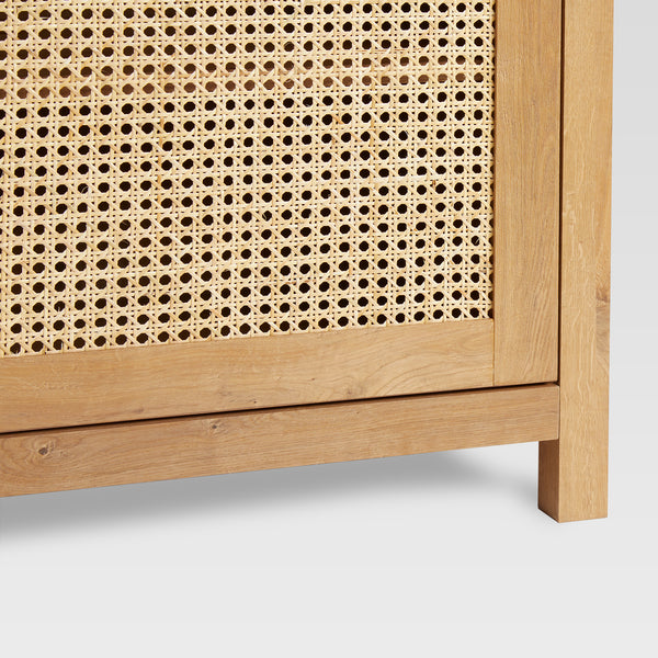 58" 4-Door Sideboard w/ Arched Rattan Panels English Oak SAHD5DEO Walker Edison