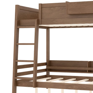 English Elm Full Pine Bunk Bed with Integrated Bookshelves Guardrails and Detachable Frame Wood W5316S00013