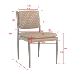 Pasargad Home Capri Brown Top Grain Leather Accent Chair - Elegant, Quilted Design For Dining Spaces Brown Leather Chair-0115-1