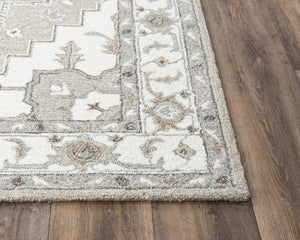 Alora Decor Conley Hand-Tufted Wool Area Rug With Persian-Inspired Design In Beige And Gray For Elegant Rooms 7'9" x 9'9" A01A0110104557999
