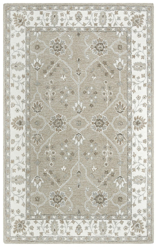 Alora Decor Conley Hand-Tufted Beige Wool Rug With Persian Floral Border — Timeless, Durable Artisan Comfort 7'9" x 9'9" A01A0110604557999
