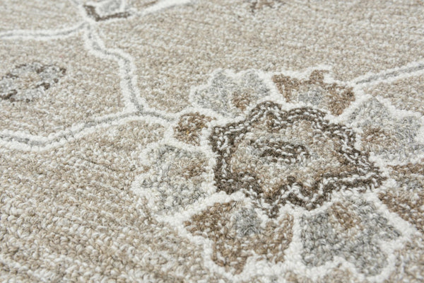 Alora Decor Conley Hand-Tufted Beige Wool Rug With Persian Floral Border — Timeless, Durable Artisan Comfort 7'9" x 9'9" A01A0110604557999