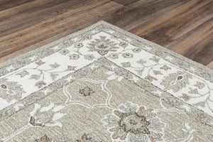 Alora Decor Conley Hand-Tufted Beige Wool Rug With Persian Floral Border — Timeless, Durable Artisan Comfort 7'9" x 9'9" A01A0110604557999