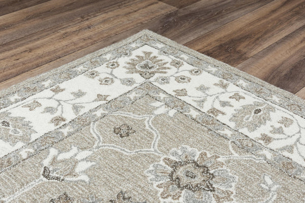 Alora Decor Conley Hand-Tufted Beige Wool Rug With Persian Floral Border — Timeless, Durable Artisan Comfort 7'9" x 9'9" A01A0110604557999