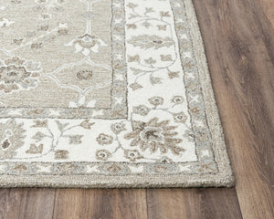 Alora Decor Conley Hand-Tufted Beige Wool Rug With Persian Floral Border — Timeless, Durable Artisan Comfort 7'9" x 9'9" A01A0110604557999