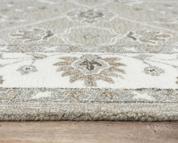 Alora Decor Conley Hand-Tufted Beige Wool Rug With Persian Floral Border — Timeless, Durable Artisan Comfort 7'9" x 9'9" A01A0110604557999
