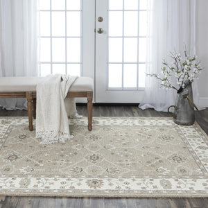 Alora Decor Conley Hand-Tufted Beige Wool Rug With Persian Floral Border — Timeless, Durable Artisan Comfort 7'9" x 9'9" A01A0110604557999