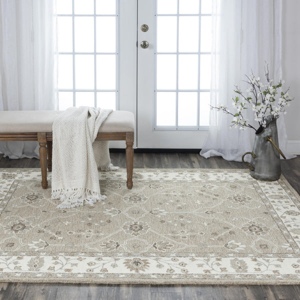 Alora Decor Conley Hand-Tufted Beige Wool Rug With Persian Floral Border — Timeless, Durable Artisan Comfort 7'9" x 9'9" A01A0110604557999