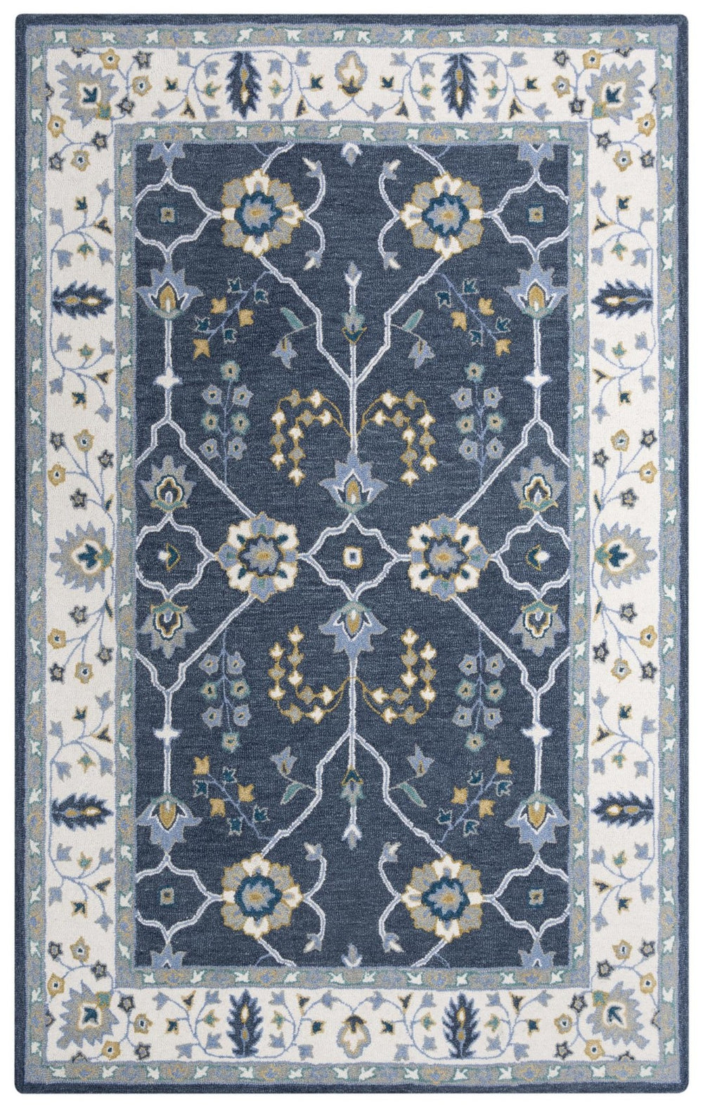 Alora Decor Conley Hand-Tufted Wool Area Rug — Navy And Ivory Persian-Inspired Design For Elegant Rooms 7'9" x 9'9" A01A0110809377999