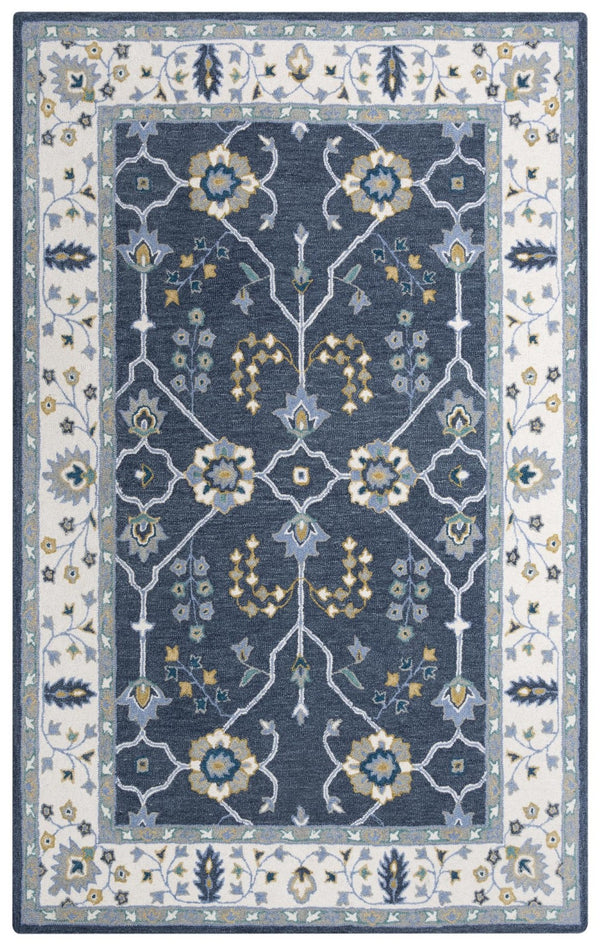 Alora Decor Conley Hand-Tufted Wool Area Rug — Navy And Ivory Persian-Inspired Design For Elegant Rooms 7'9" x 9'9" A01A0110809377999