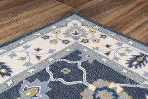 Alora Decor Conley Hand-Tufted Wool Area Rug — Navy And Ivory Persian-Inspired Design For Elegant Rooms 7'9" x 9'9" A01A0110809377999