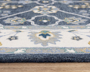 Alora Decor Conley Hand-Tufted Wool Area Rug — Navy And Ivory Persian-Inspired Design For Elegant Rooms 7'9" x 9'9" A01A0110809377999