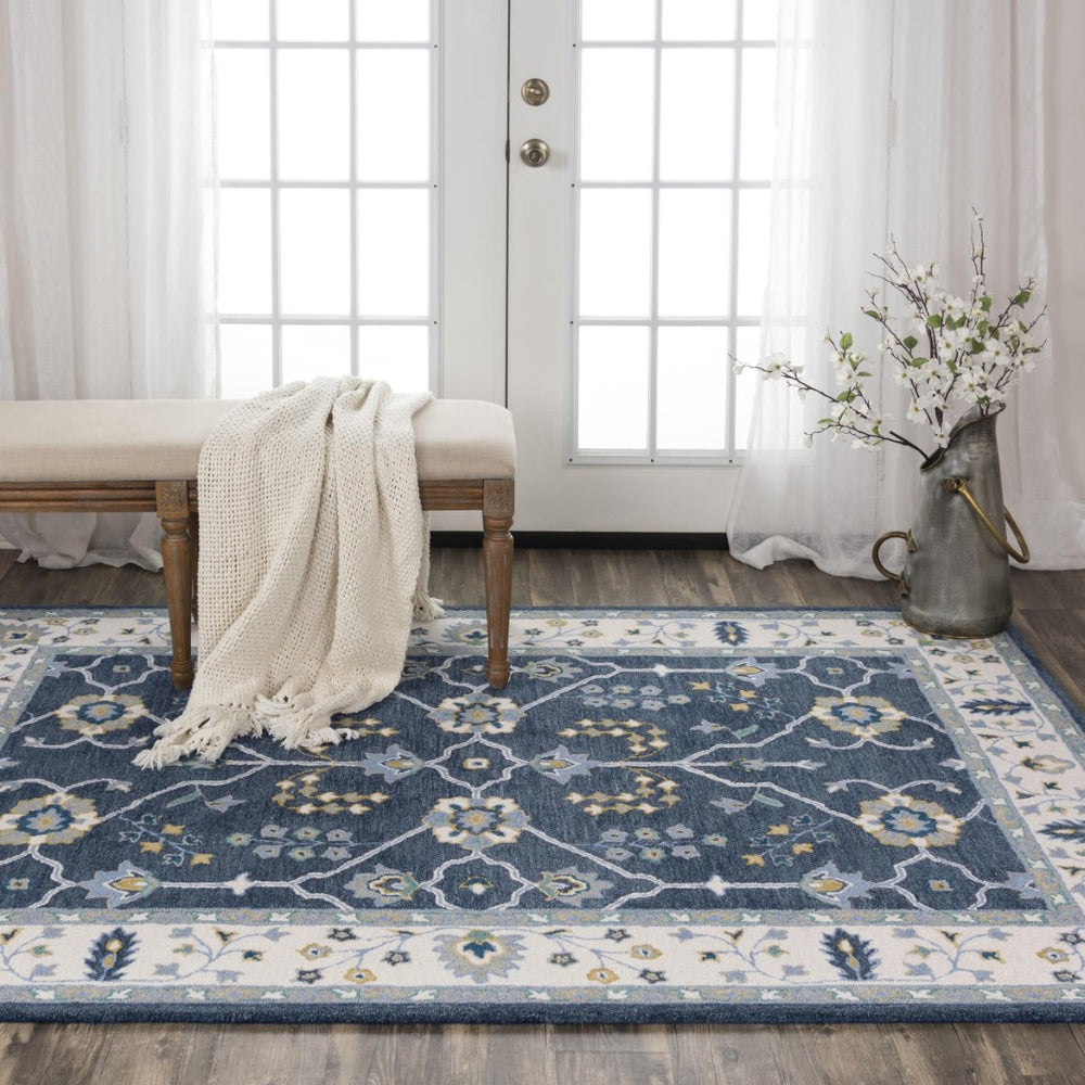 Alora Decor Conley Hand-Tufted Wool Area Rug — Navy And Ivory Persian-Inspired Design For Elegant Rooms 7'9" x 9'9" A01A0110809377999