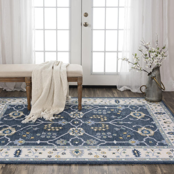 Alora Decor Conley Hand-Tufted Wool Area Rug — Navy And Ivory Persian-Inspired Design For Elegant Rooms 7'9" x 9'9" A01A0110809377999